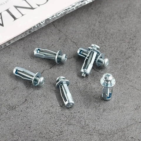 8Pcs Jack Nuts And Petal Screw Anchors Expansion Plugs for Board and Wall Fasteners Set M5x25mm Type 03, shown on gray surface