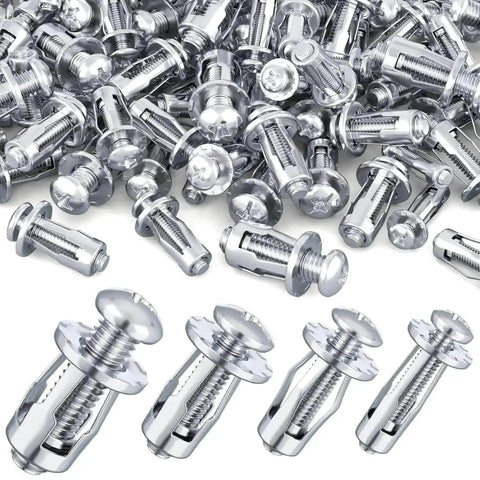 8Pcs Jack Nuts And Petal Screw Anchors Expansion Plugs M5x25mm Type 03, heavy duty aluminum alloy, shown in a scattered arrangement