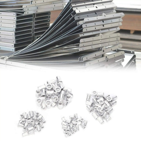 Aluminum Blind Rivet Nuts Set 100 Pieces M4 M5 M6 M8 For Automotive Industrial And Electrical Assemblies displayed on white surface