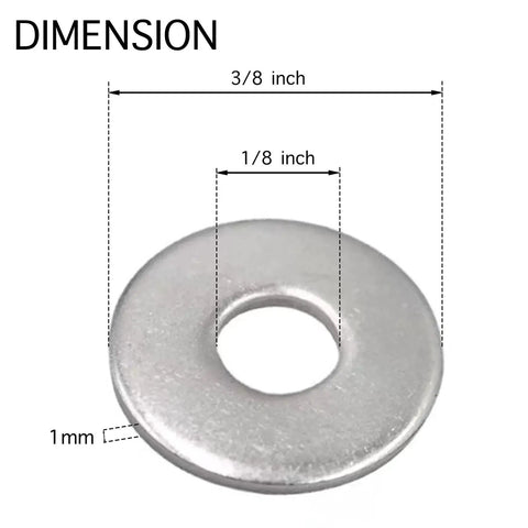 Aluminum Rivet Washer 1/8 in ID 3/8 in OD for 1/8 Inch Blind Rivets, part of Aluminum Rivet Washer Set For 1/8 Inch Blind Rivets 350 Pcs Corrosion Resistant.