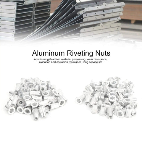 100Pcs Pull Riveting Nuts Kit For Aluminum Panels And Pipes With Storage Box, Assorted M3 To M10 Sizes, Galvanized Aluminum Rivet Nuts