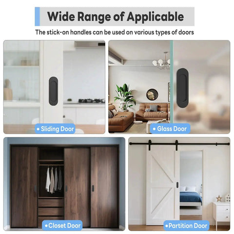 2 Pack 4 Inch Self Adhesive Sliding Door Handles Aluminum Alloy No Drill Installation on various door types