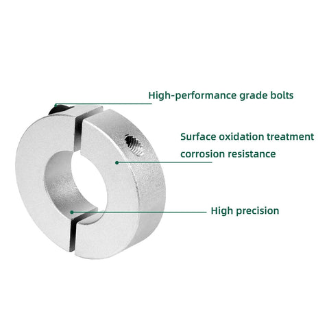 Front view of (Pack of 4) Split Shaft Collar Bore 20mm, Aluminum Alloy Two Halves Clamping Collar for Shaft, 40mm OD, 12mm Thickness, with M5 Set Screws