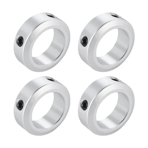 (4-Pack) Aluminum Alloy 10mm Bore Shaft Collars Screw Style, shown with 16mm outer diameter and 8mm width, suitable for CNC machine tools.