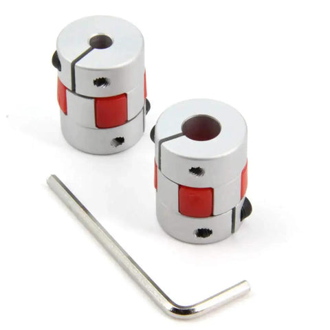 Two Pack Aluminum Plum Flexible Shaft Couplers 5mm To 8mm Bore, 20mm Diameter, 25mm Length, with Allen Key, for CNC and 3D Printers