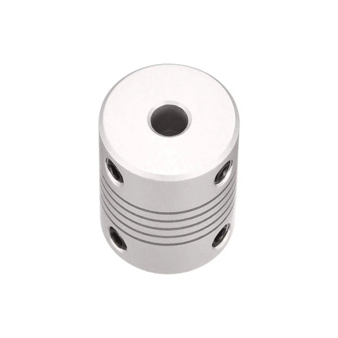 Flexible Aluminum Shaft Coupling For Motors 3mm To 5mm Connection, 25mm Length, 19mm Outer Diameter, Zero Backlash One Piece Metallic Spring Coupler