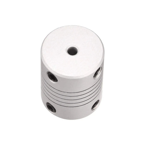 Top view of Flexible Aluminum Shaft Coupling For Motors 3mm To 5mm Connection, 25mm Length, 19mm Outer Diameter, Uxcell coupler