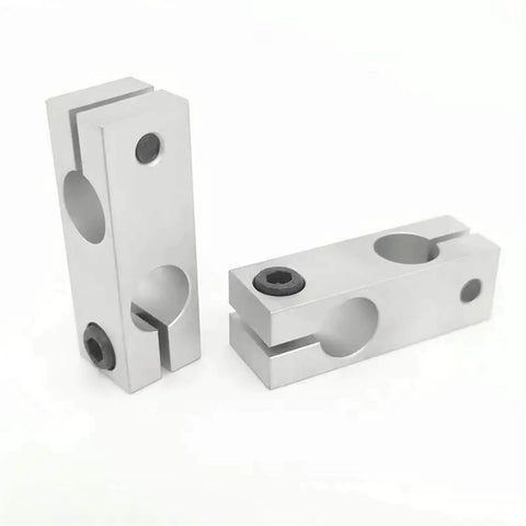 Aluminum Optical Shaft Cross Clamp For Parallel And Vertical Connections 16mm Double Hole Connector, two side views
