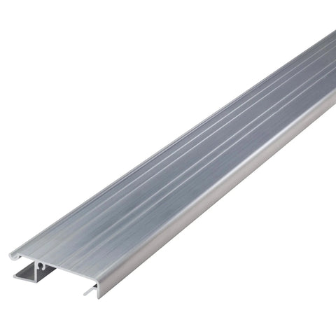 36 in. Mill Aluminum Snap-on Sill Threshold Extender in mill finish, 36-inch length, showing top view of aluminum construction and snap grooves.