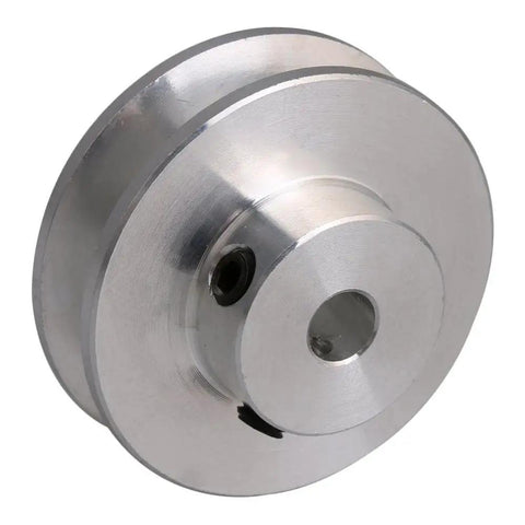 Aluminum single groove pulley with 31mm diameter and 5mm bore for reliable belt drive in DIY machines, shown in side view.