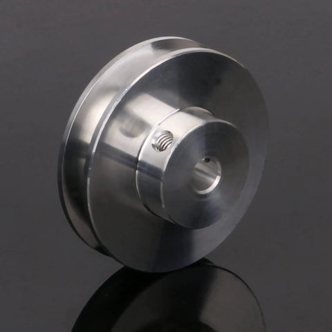 Aluminum single groove pulley 41x16x6mm with 6mm bore for 3 to 5mm PU round belts, ideal for DIY drilling machines and small milling rigs.
