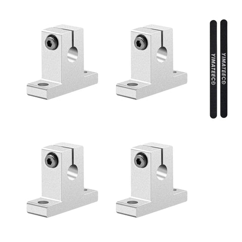 Pro Grade 4 Pack Aluminum 10mm Linear Motion Rod Support Shafts and Clamps for CNC Machines and 3D Printers with Velcro Strips