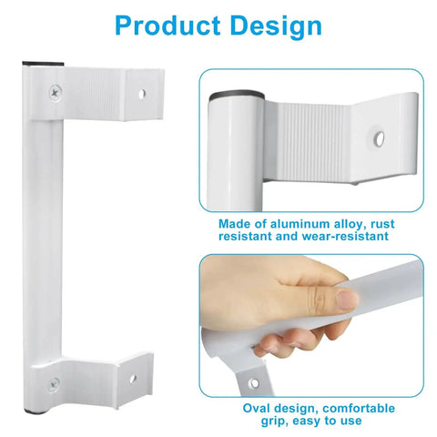 Two Pack Aluminum Sliding Door Handle For Patio Doors, 8 Inch Glass Door Pull Replacement With Six And Five Eighths Inch Mounting Holes, White Finish