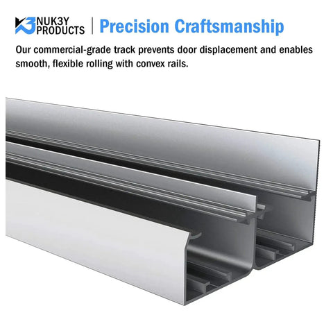 Close-up of aluminum track for Bypass Sliding Door Hardware With Soft Close And Finger Pulls Aluminum Track Two Way Soft Close