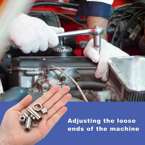 Mechanic using wrench on engine with Pro Grade Aluminum Spacer Kit 32 Pcs M5 Unthreaded Standoff Bushings in hand