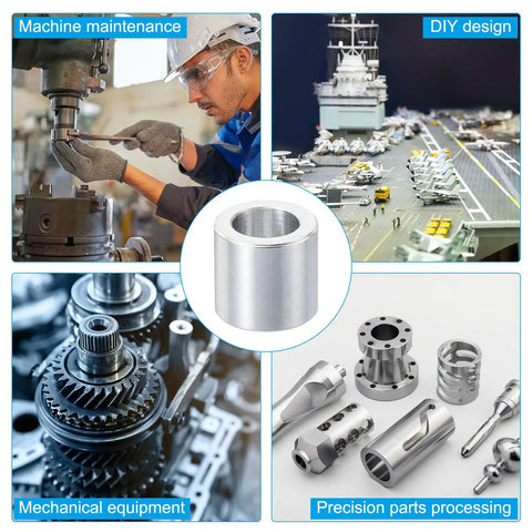 Durable Aluminum Spacer Set M10 3/8 Inch Bolts Standoff 10 Pcs 10.2mm ID x 16mm OD x 15mm Length Round Metal Spacers with applications in machinery and design