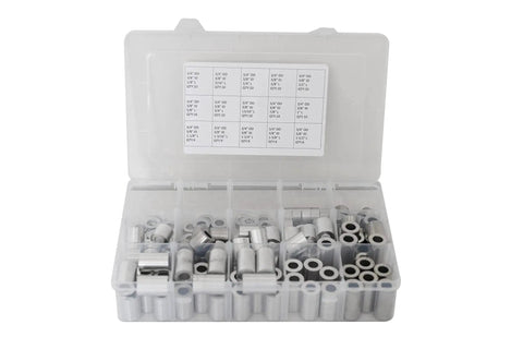 Open case of Aluminum Spacer Standoff Bushing Assortment Kit with three quarters inch outside diameter and three eighths inch inside diameter, 139 pieces