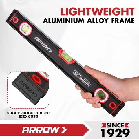 Three Piece Spirit Level Set With 9 Inch, 16 Inch, And 48 Inch Levels For Construction And Carpentry Built Tough For Pros Includes Bag Aluminum Body Machined Base Shockproof End Caps And High Visibility Fluorescent Bubbles For Fast Readings