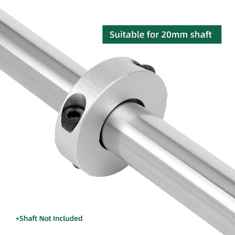 Installed view of (Pack of 4) Split Shaft Collar Bore 20mm, Aluminum Alloy Two Halves Clamping Collar for Shaft, 40mm OD, 12mm Thickness