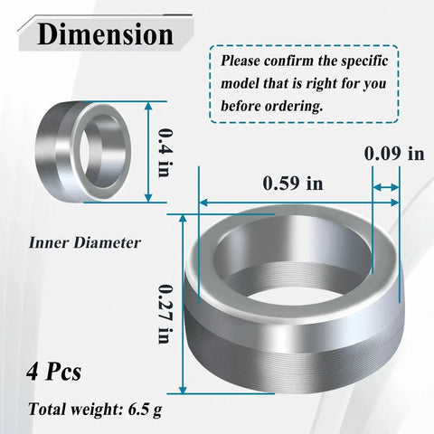 Dimensions of 4 Piece Intermediate Steering Shaft Bushings For Dodge Ram 1500 2003 To 2019 Aluminum 6061 Billet