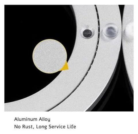 Close-up of 10 Inch Heavy Duty Lazy Susan Turntable Hardware Manual Swivel Ball Bearing Base made with aluminum alloy.