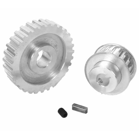 2 Pcs Metal Synchronous Pulley Gear Set for Mini Lathe Drive Wheel Aluminum Alloy 8mm Bore 10mm Shaft, close-up view