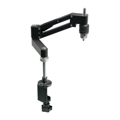 Aluminum Alloy Tapping Arm Cantilever Bracket With Universal Flexible Arm for drilling and threading, shown in a vertical position.