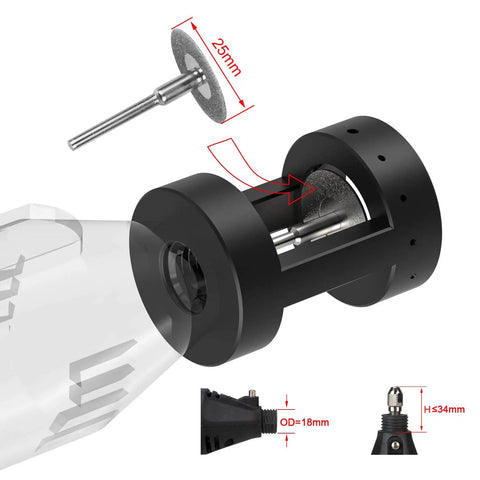 Aluminum Tungsten Electrode Sharpener Grinder Head for TIG Welding Tool with cut-off slot and diamond wheels, front view