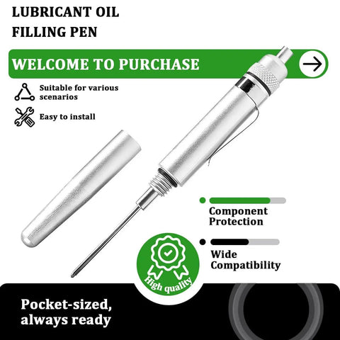 Aluminum Precision Vehicle Oiler Pen with Pinpoint Applicator and Pocket Clip Cover for SUVs RVs Trucks Portable Auto Lubrication Tool