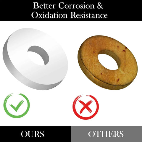 Comparison of aluminum pop rivet washer with better corrosion resistance versus a rusted washer for one eighth inch rivets.
