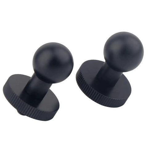 Durable All Aluminum 17mm Ball Mount Adapter With 1/4 Inch Screw, 2-pack, in a smooth black finish, compatible with Garmin GPS.