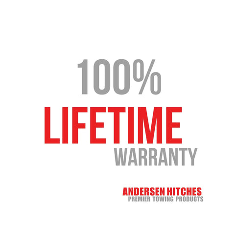 100% Lifetime Warranty text with Andersen Hitches logo