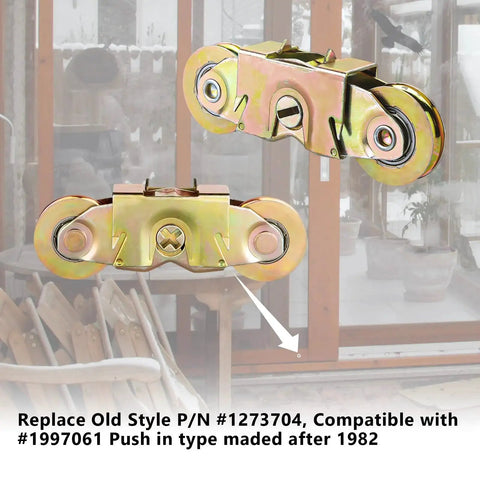 Sliding Patio Door Tandem Roller Assembly For Andersen Doors Compatible With Andersen Sliding Door Rollers Replaces Part 1273704 1964 1982 To Present Two Rollers With One And A Quarter Inch Bearing