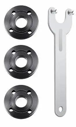 9 Piece Angle Grinder Nut Kit With Wrench Inner And Outer Nuts Flanges For Five Eighths Inch 11 Thread Shafts