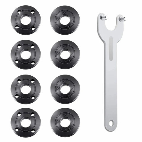 9 Piece Angle Grinder Nut Kit With Wrench Inner And Outer Nuts Flanges For Five Eighths Inch 11 Thread Shafts Compatible