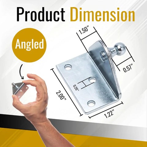 Angled 10mm Ball Stud Mounting Brackets Set Of 4 For Gas Struts dimensions and size details