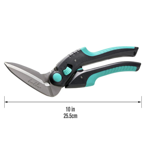 Heavy Duty Multipurpose Angled Craft Scissors 10 Inch Japanese Stainless Steel Serrated Blade Industrial Shears with measurement