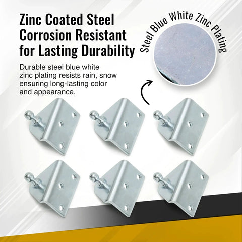 Set Of Six Angled Gas Strut Mounting Brackets With 10 Mm Ball Stud Blue White Zinc Plated 12 Gauge Steel with corrosion resistance