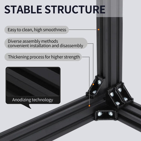Close-up of 1220mm EU Standard Anodized 2020 T Slot Aluminum Rail structure, highlighting smoothness and anodizing technology features.