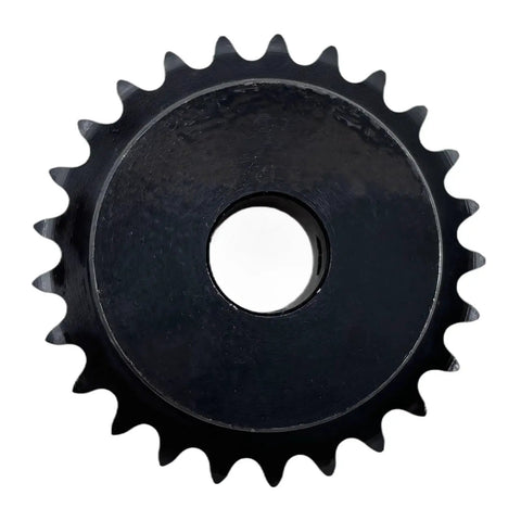 Front view of ANSI 25 Roller Chain Sprocket Type B with 25 teeth, bore 12.7mm, hardened 1045 carbon steel with anti-rust finish.
