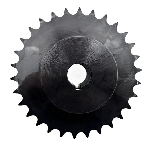 Front view of Built Tough ANSI 50 Roller Chain Sprocket Type B 1 Inch Bore Saelno 30 Teeth For Five Eighth Inch Pitch Chain Hardened 1045 Steel