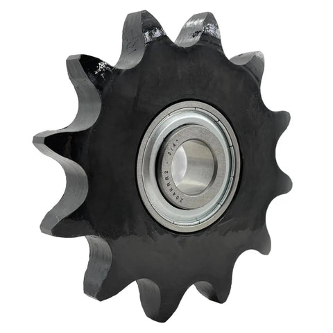 Heavy Duty ANSI 80 Roller Chain Idler Sprocket Type C With Bearing Three Quarter Inch Bore Twelve Tooth Hardened 1045 Carbon Steel