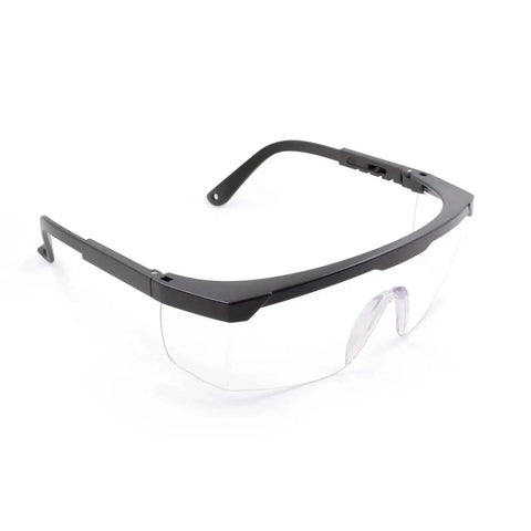 Side view of ANSI Z87.1 Anti Fog Safety Goggles with adjustable frames for welding and lab, featuring clear polycarbonate lenses.
