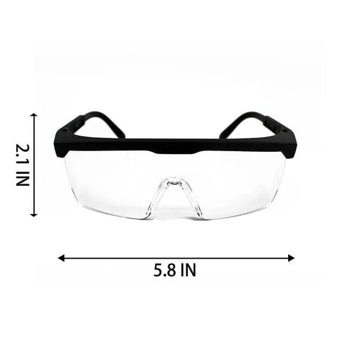 ANSI Z87.1 Anti Fog Safety Goggles With Adjustable Frames for Welding and Lab, front view, lens size 5.8 in by 2.1 in