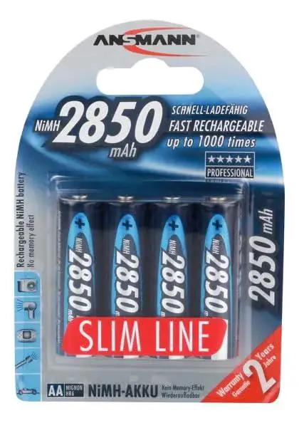 Four-pack of Ansmann 2850mAh AA rechargeable batteries in retail packaging