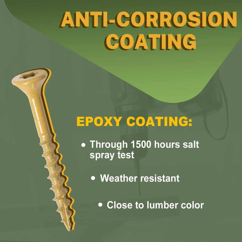 Deck Screws 3 Inch, Wood Screws #10 x 3, 300 PCS, Rust Resistant, Exterior Epoxy Coated, Outdoor Decking Screws with anti-corrosion coating