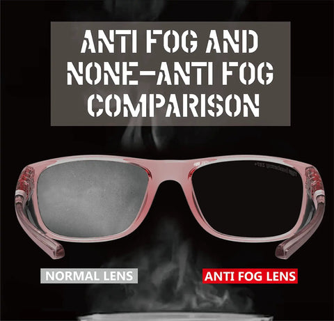 Comparison of anti-fog and normal lens on safety glasses with side shields