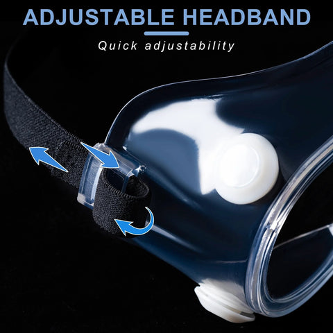 Close-up of adjustable headband on Anti Fog Safety Goggles Over Glasses For Lab Woodworking Painting 2 Pack