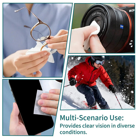Large Anti-Fog Lens Wipes 12x12cm, 100 Count, Individually Wrapped for Glasses being used on lenses and screens