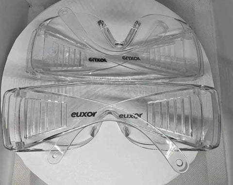 Anti Fog Safety Glasses Wide Eye Shield ANSI Z87.1 EN 166 UV Protected 2 Pack, clear polycarbonate lenses